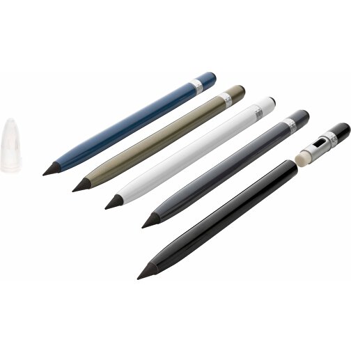 Tintenloser Stift Aus Aluminium Mit Radiergummi, Schwarz , schwarz, Aluminium, 14,50cm (Höhe), Bild 5