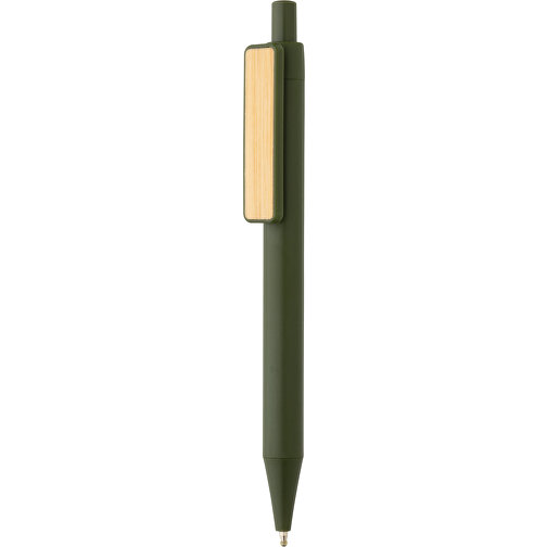 GRS RABS Stift Mit Bambus-Clip, Grün , grün, ABS - recycelt, 14,00cm (Höhe), Bild 1