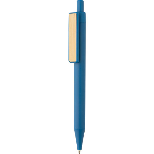 GRS RABS Stift Mit Bambus-Clip, Blau , blau, ABS - recycelt, 14,00cm (Höhe), Bild 1