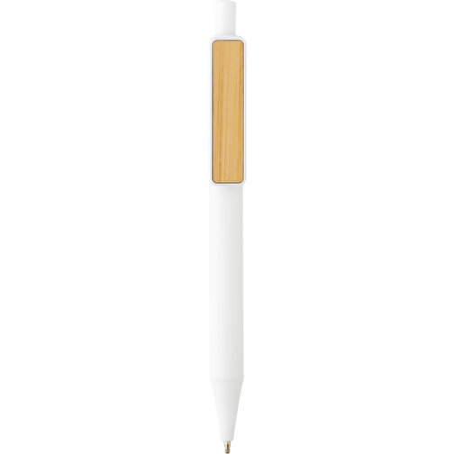 GRS RABS Stift Mit Bambus-Clip, Weiß , weiß, ABS - recycelt, 14,00cm (Höhe), Bild 2
