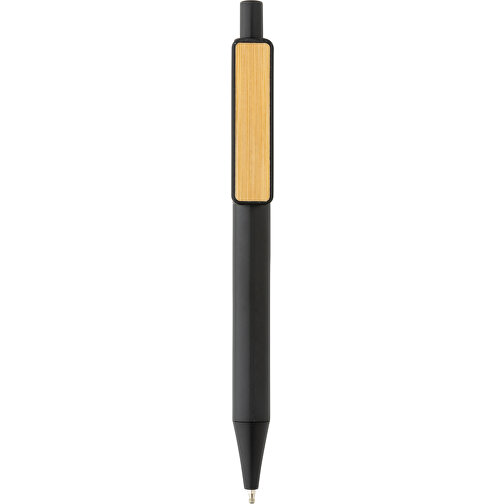 GRS RABS Stift Mit Bambus-Clip, Schwarz , schwarz, ABS - recycelt, 14,00cm (Höhe), Bild 2