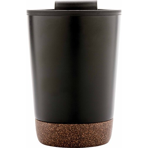 GRS RPP Edelstahl-Kaffeebecher Mit Kork, Schwarz , schwarz, Rostfreier Stahl - recycelt, 13,00cm (Höhe), Bild 2