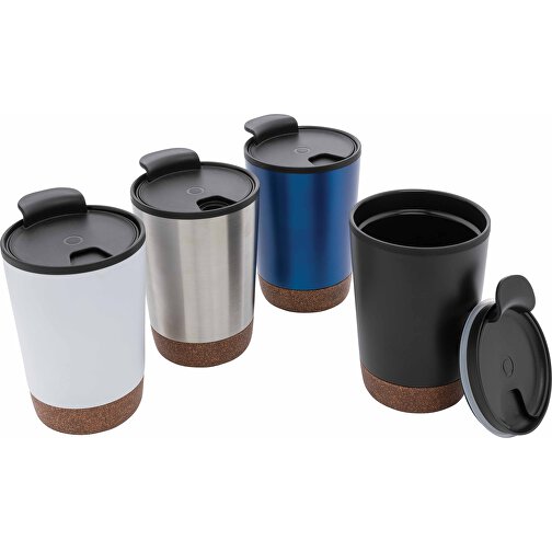 GRS RPP Edelstahl-Kaffeebecher Mit Kork, Schwarz , schwarz, Rostfreier Stahl - recycelt, 13,00cm (Höhe), Bild 7