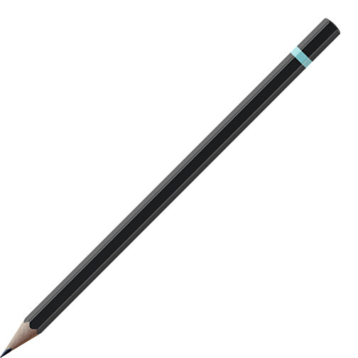 Bleistift, Natur, 6-eckig, Schwarz Lackiert , schwarz / hellblau, Holz, 17,50cm x 0,70cm x 0,70cm (Länge x Höhe x Breite), Bild 1