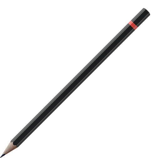 Bleistift, Natur, 6-eckig, Schwarz Lackiert , schwarz / hellrot, Holz, 17,50cm x 0,70cm x 0,70cm (Länge x Höhe x Breite), Bild 1