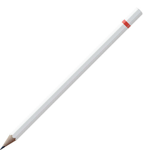 Bleistift, Natur, 6-eckig, Weiß Lackiert , weiß / hellrot, Holz, 17,50cm x 0,70cm x 0,70cm (Länge x Höhe x Breite), Bild 1