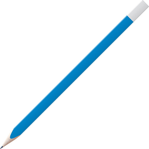 Bleistift, Natur, 3-eckig, Farbig Lackiert , mittelblau / weiß, Holz, 17,50cm x 0,70cm x 0,70cm (Länge x Höhe x Breite), Bild 1