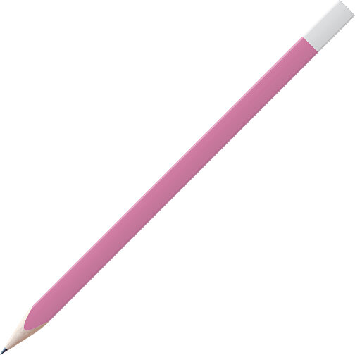 Bleistift, Natur, 3-eckig, Farbig Lackiert , rosa / weiß, Holz, 17,50cm x 0,70cm x 0,70cm (Länge x Höhe x Breite), Bild 1