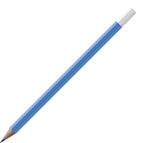 Bleistift, Natur, 6-eckig, Farbig Lackiert , blau / weiss, Holz, 17,50cm x 0,70cm x 0,70cm (Länge x Höhe x Breite), Bild 1