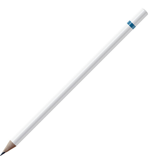 Bleistift, Natur, Rund, Weiß Lackiert , weiß / blau, Holz, 17,50cm (Länge), Bild 1