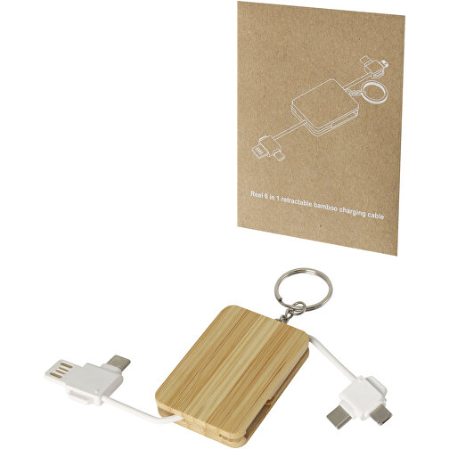 Rulle infällbar 6-i-1-nyckelring med laddningssladd i bambu, Bild 5