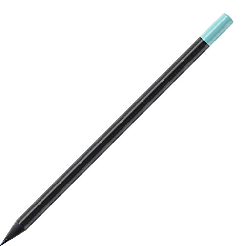 Bleistift, Schwarz Durchgefärbt, Rund, Schwarz Lackiert , schwarz / hellblau, Holz, 17,50cm (Länge), Bild 1