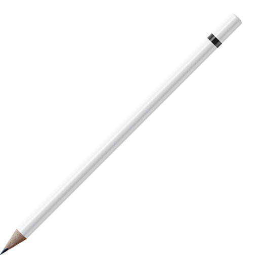 Bleistift, Natur, Rund, Weiß Lackiert , weiß / schwarz, Holz, 17,50cm (Länge), Bild 1
