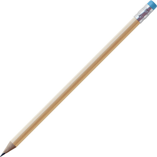 Bleistift, Natur, Rund, Kapsel Silber , natur / hellblau, Holz, 18,50cm (Länge), Bild 1