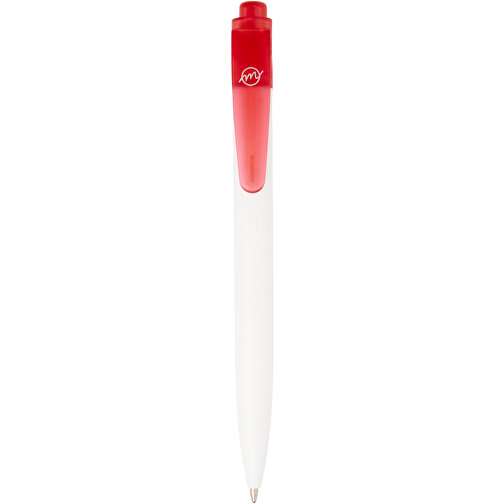 Thalaasa Kugelschreiber Aus Ocean Bound-Kunststoff , Marksman, transparent rot / weiss, Recycelter Kunststoff, 14,30cm (Länge), Bild 1