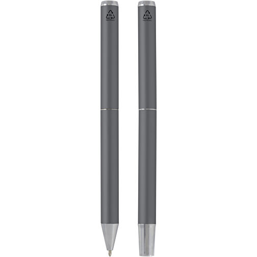 Lucetto Geschenkset Mit Kugelschreiber Und Tintenroller Aus Recyceltem Aluminium , grau, Recycled Aluminium, 14,00cm (Länge), Bild 4