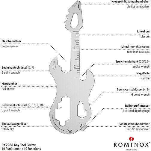 ROMINOX® Key Tool Guitar / Gitarre (19 Funktionen) , grün, Edelstahl, 7,00cm x 0,23cm x 3,20cm (Länge x Höhe x Breite), Bild 8