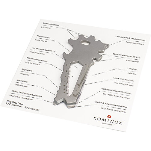 ROMINOX® Key Tool Lion (22 Funktionen) , grün, Edelstahl, 7,00cm x 0,23cm x 3,20cm (Länge x Höhe x Breite), Bild 3