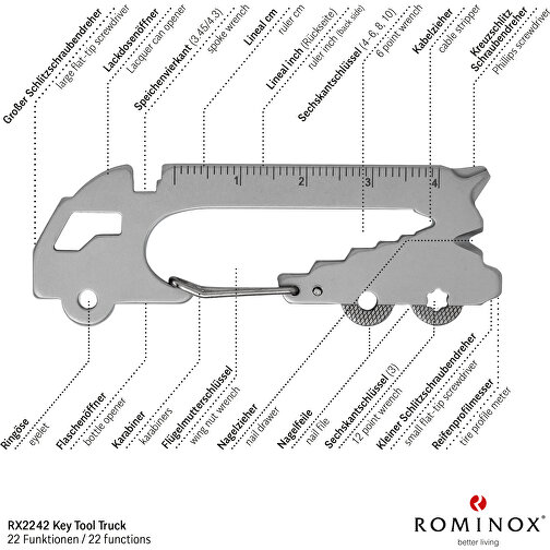 ROMINOX® Key Tool Truck / LKW (22 Funktionen) , grün, Edelstahl, 7,00cm x 0,23cm x 3,20cm (Länge x Höhe x Breite), Bild 9