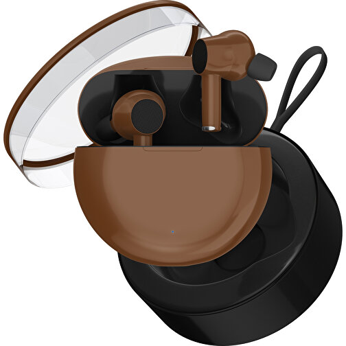 True-Wireless In-Ear Kopfhörer Truly , dunkelbraun / schwarz, Kunststoff, 6,00cm x 3,00cm x 6,00cm (Länge x Höhe x Breite), Bild 2