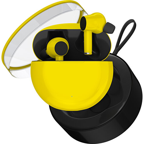 True-Wireless In-Ear Kopfhörer Truly , gelb / schwarz, Kunststoff, 6,00cm x 3,00cm x 6,00cm (Länge x Höhe x Breite), Bild 2