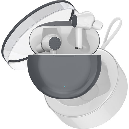 True-Wireless In-Ear Kopfhörer Truly , dunkelgrau / weiß, Kunststoff, 6,00cm x 3,00cm x 6,00cm (Länge x Höhe x Breite), Bild 2