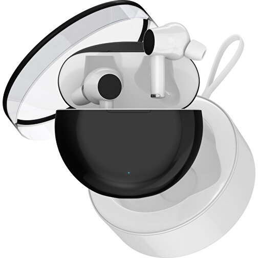 True-Wireless In-Ear Kopfhörer Truly , schwarz / weiß, Kunststoff, 6,00cm x 3,00cm x 6,00cm (Länge x Höhe x Breite), Bild 2
