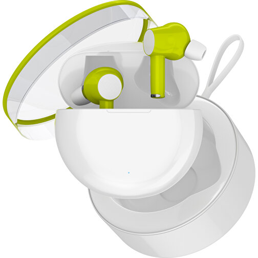 True-Wireless In-Ear Kopfhörer Truly , weiß / hellgrün, Kunststoff, 6,00cm x 3,00cm x 6,00cm (Länge x Höhe x Breite), Bild 2