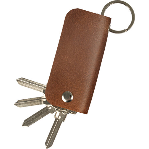 Schlüsseletui , dunkelbraun, Allgäu Rindleder, 8,50cm x 4,00cm (Länge x Breite), Bild 1