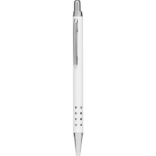 Messing-Kugelschreiber BUDAPEST , weiss glänzend, Messing / Stahl, 13,50cm (Länge), Bild 1