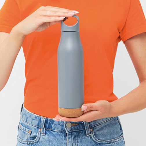 Vakuum-Trinkflasche CORKY LEGEND , grau, Edelstahl / Kork / Silikon / Kunststoff, 27,00cm (Länge), Bild 2