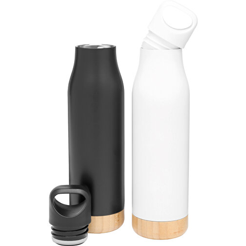 Vakuum-Trinkflasche BAMBOO LEGEND , weiß, Edelstahl / Bambus / Silikon / Kunststoff, 9,50cm (Länge), Bild 2