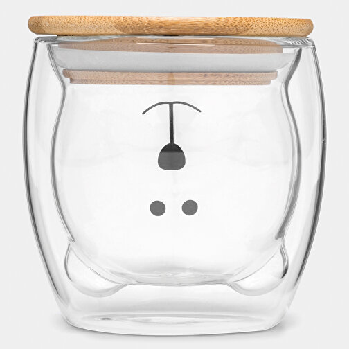 Glas BAMBOO BEAR , braun, transparent, Borosilikatglas / Bambus / Silikon, 9,00cm (Länge), Bild 2