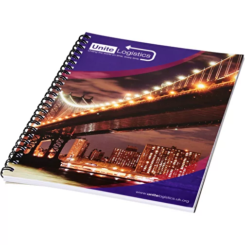 Carnet de notes à spirales A5 Desk-Mate® avec couverture arrière imprimée, Image 1