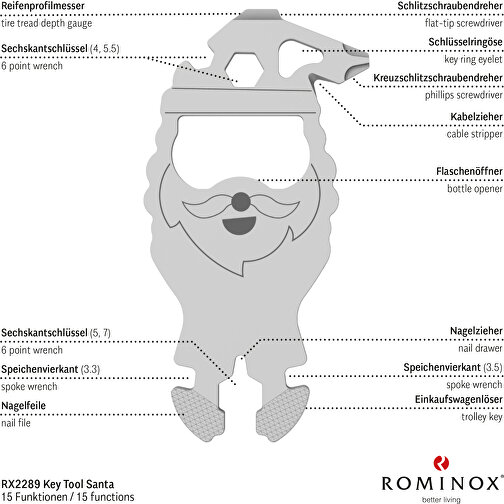 ROMINOX® Key Tool // Santa - 15 Functions (Weihnachtsmann) , Edelstahl, 7,10cm x 0,23cm x 3,65cm (Länge x Höhe x Breite), Bild 8