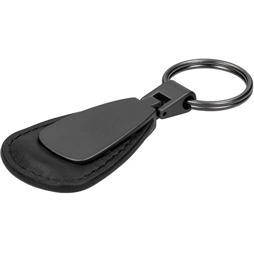 Schlüsselanhänger 'Cardiff' Oval , matt-schwarz, Metall, 6,50cm x 0,50cm x 3,60cm (Länge x Höhe x Breite), Bild 2