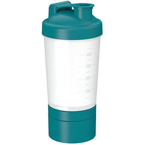 Shaker 'Protein', Pro 2+, 0,40 L , transparent/teal, Kunststoff, 22,80cm (Höhe), Bild 1