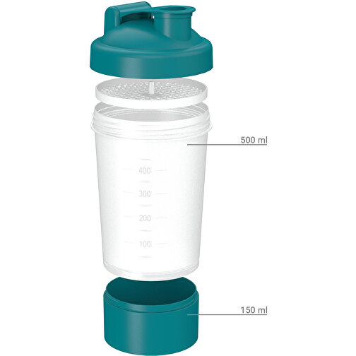 Shaker 'Protein', Pro 1, 0,40 L , transparent/teal, Kunststoff, 20,80cm (Höhe), Bild 2
