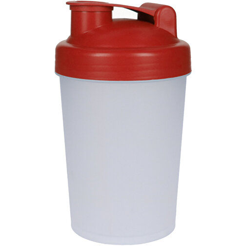 Shaker 'Protein', 0,40 L , Transluzent/standard-rot, Kunststoff, 16,00cm (Höhe), Bild 1