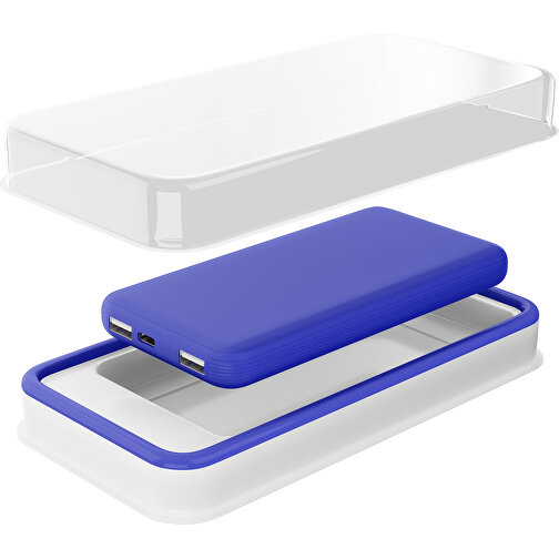 Duale Powerbank CustomColor Ink. Wireless Charger , blau, ABS-Kunststoff, Polycarbonat (PC), 15,30cm x 1,20cm x 7,60cm (Länge x Höhe x Breite), Bild 2