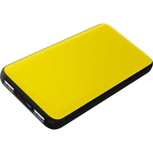 Duale Powerbank CustomColor Ink. Wireless Charger , gelb / schwarz, ABS-Kunststoff, Polycarbonat (PC), 15,30cm x 1,20cm x 7,60cm (Länge x Höhe x Breite), Bild 1
