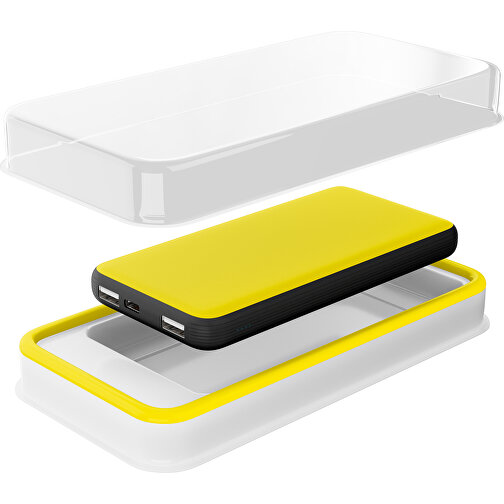 Duale Powerbank CustomColor Ink. Wireless Charger , gelb / schwarz, ABS-Kunststoff, Polycarbonat (PC), 15,30cm x 1,20cm x 7,60cm (Länge x Höhe x Breite), Bild 2