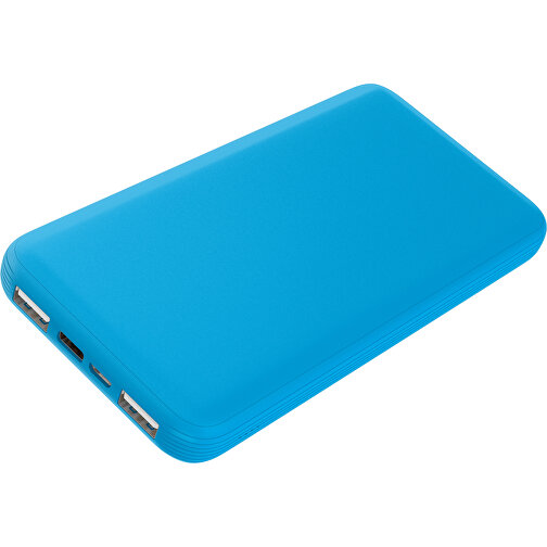 Duale Powerbank CustomColor Ink. Wireless Charger , himmelblau, ABS-Kunststoff, Polycarbonat (PC), 15,30cm x 1,20cm x 7,60cm (Länge x Höhe x Breite), Bild 1