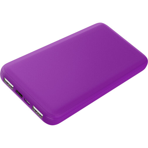 Duale Powerbank CustomColor Ink. Wireless Charger , dunkelmagenta, ABS-Kunststoff, Polycarbonat (PC), 15,30cm x 1,20cm x 7,60cm (Länge x Höhe x Breite), Bild 1