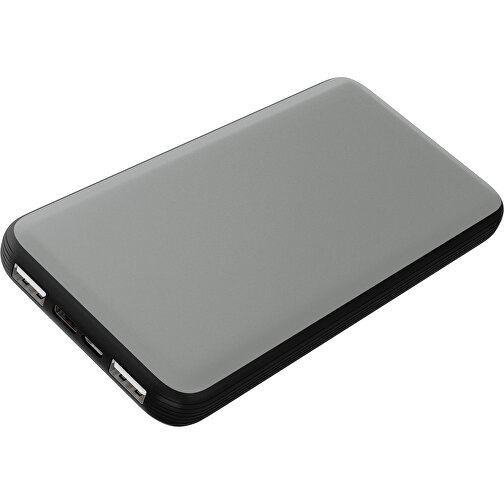 Duale Powerbank CustomColor Ink. Wireless Charger , grau / schwarz, ABS-Kunststoff, Polycarbonat (PC), 15,30cm x 1,20cm x 7,60cm (Länge x Höhe x Breite), Bild 1