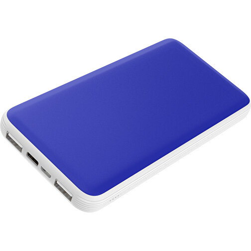 Duale Powerbank CustomColor Ink. Wireless Charger , blau / weiß, ABS-Kunststoff, Polycarbonat (PC), 15,30cm x 1,20cm x 7,60cm (Länge x Höhe x Breite), Bild 1