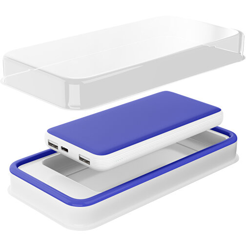 Duale Powerbank CustomColor Ink. Wireless Charger , blau / weiß, ABS-Kunststoff, Polycarbonat (PC), 15,30cm x 1,20cm x 7,60cm (Länge x Höhe x Breite), Bild 2