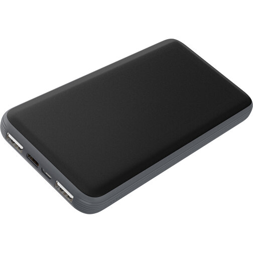 Duale Powerbank CustomColor Ink. Wireless Charger , schwarz / dunkelgrau, ABS-Kunststoff, Polycarbonat (PC), 15,30cm x 1,20cm x 7,60cm (Länge x Höhe x Breite), Bild 1