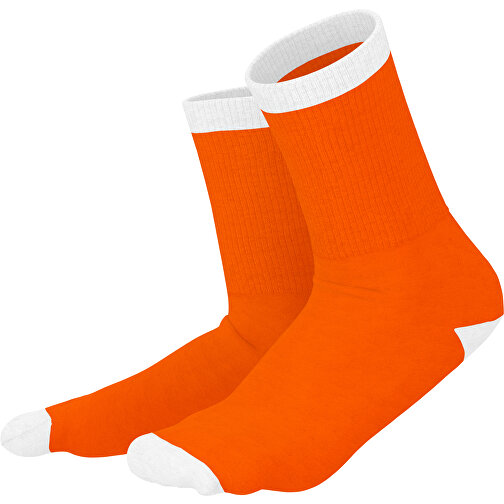 Boris - Die Premium Tennis Socke , orange / weiss, 85% Natur Baumwolle, 12% regeniertes umwelftreundliches Polyamid, 3% Elastan, 36,00cm x 0,40cm x 8,00cm (Länge x Höhe x Breite), Bild 1