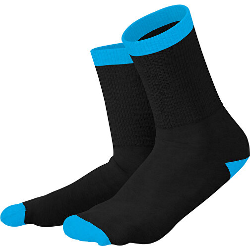 Boris - Die Premium Tennis Socke , schwarz / himmelblau, 85% Natur Baumwolle, 12% regeniertes umwelftreundliches Polyamid, 3% Elastan, 36,00cm x 0,40cm x 8,00cm (Länge x Höhe x Breite), Bild 1